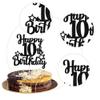 1 Pack Happy 10th Birthday Cake Topper Glitter Star 10 Fabulous Cake Pick Cheers to 10 Cake Decorations for Children 10th Birthday Theme Party Supplies Black view 3