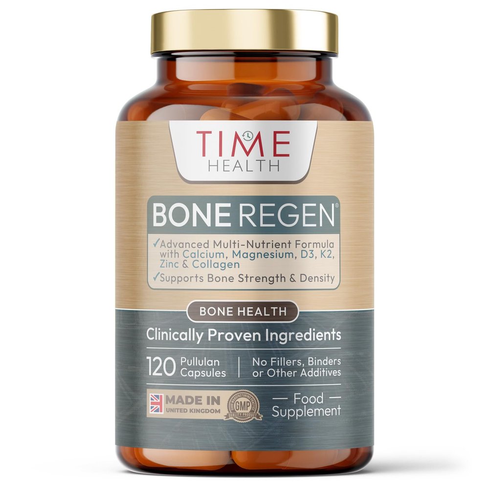 Bone Regen  Osteo Support  Bone Strength, Density & Fracture Repair  with Calcium, Magnesium, Vitamin D3, K2, Zinc & Collagen  Clinically Proven Ingredients  GMP  UK Made Supplement