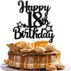 1 Pack Happy 18th Birthday Cake Topper Glitter Little Star 18 Fabulous Cake Pick Birthday Sign Cake Decorations for 18th Birthday Theme Party Supplies Black view 1