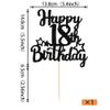 1 Pack Happy 18th Birthday Cake Topper Glitter Little Star 18 Fabulous Cake Pick Birthday Sign Cake Decorations for 18th Birthday Theme Party Supplies Black view 2