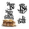 1 Pack Happy 18th Birthday Cake Topper Glitter Little Star 18 Fabulous Cake Pick Birthday Sign Cake Decorations for 18th Birthday Theme Party Supplies Black view 3