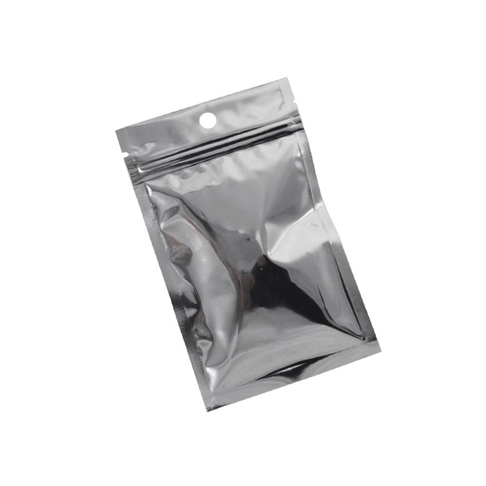 200PCS Clear Front Silver Aluminum Foil Bags, For Home Garden Storage Bags Zip Lock Package Bag Ziplock Plastic Package Bags (Size : 10x17.5cm(hang hole))