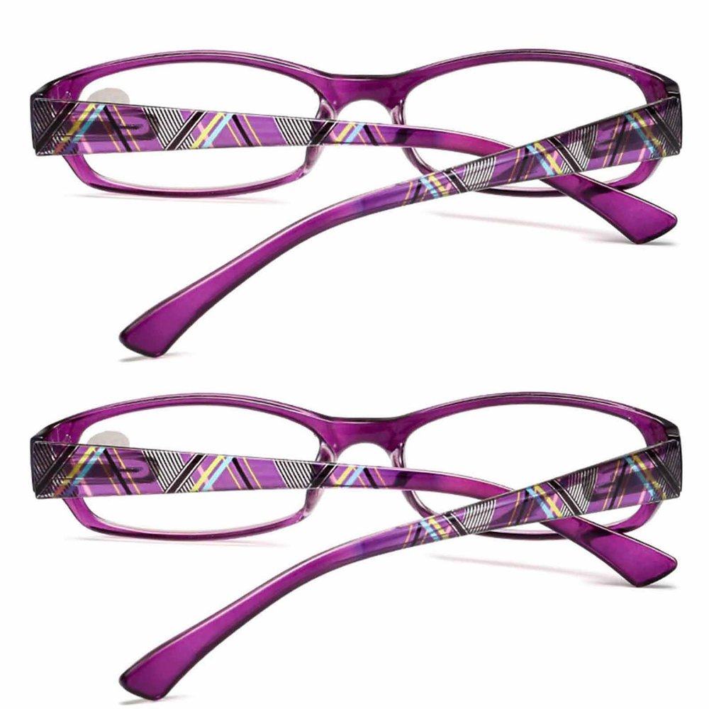 2 Pairs Ladies Reading Glasses,with Spring Hinge,Blue Light Blocking Readers,Stylish Pattern Frames Eyeglass (Color : Purple, Size : 2.5X)