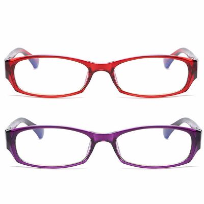 2 Pairs Ladies Reading Glasses,with Spring Hinge,Blue Light Blocking Readers,Stylish Pattern Frames Eyeglass (Color : Purple+Red, Size : 3.0X)
