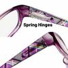2 Pairs Ladies Reading Glasses,with Spring Hinge,Blue Light Blocking Readers,Stylish Pattern Frames Eyeglass (Color : Purple+Red, Size : 3.0X) view 4