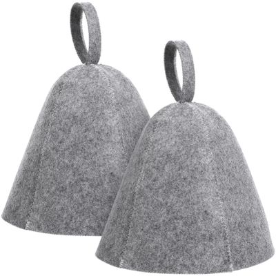 SOLUSTRE 2pcs Natural Wool Felt Sauna Hat Thickened Russian Bath Cap Heat-resistant Sauna Room Accessories for Men Women