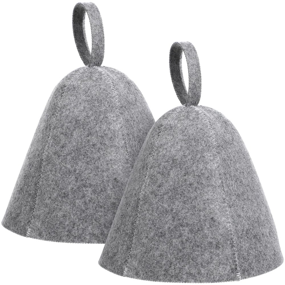 SOLUSTRE 2pcs Natural Wool Felt Sauna Hat Thickened Russian Bath Cap Heat-resistant Sauna Room Accessories for Men Women