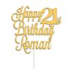Personalised Acrylic Birthday Cake Topper by KreateSquare - Customised With Any Name, Any Age, Custom Colour  Birthday Cake Decoration (Gold) view 1