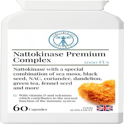 Complementary Supplements - Nattokinase Premium Complex 2000 FU - Enzyme Supplement with Black Seed, NAC, Selenium & Vitamin D3 - Vegan - 60 Capsules