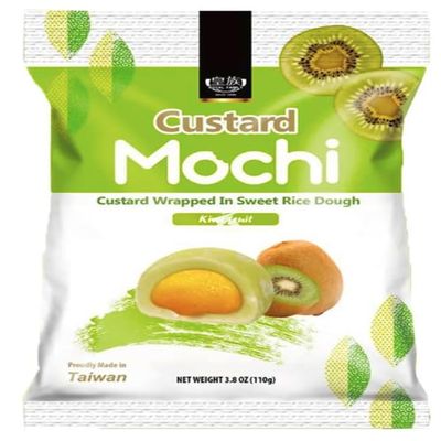 Royal Family Japanese style Custard Mochi Sweet Rice Cake Dessert Snacks - Kiwi Flavour 110g