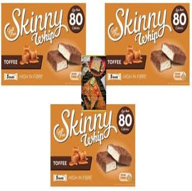 Skinny Whip Bars Toffee 5x20g x3 Packs and Kitchenfella Top 10 Movie Treats
