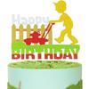 Festus Brand Silver Mowing Cake Topper, 5.8x5.1in, Birthday Party Supplies, Double-Sided Glitter Cardstock, Food-Grade Acrylic Stick, 1 Count view 1