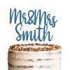 Personalised Acrylic Wedding Cake Topper by KreateSquare - Mr and Mrs Rustic Design - Customisable with Any Name, Custom Colour  Wedding Cake Decoration. (Blue) view 3