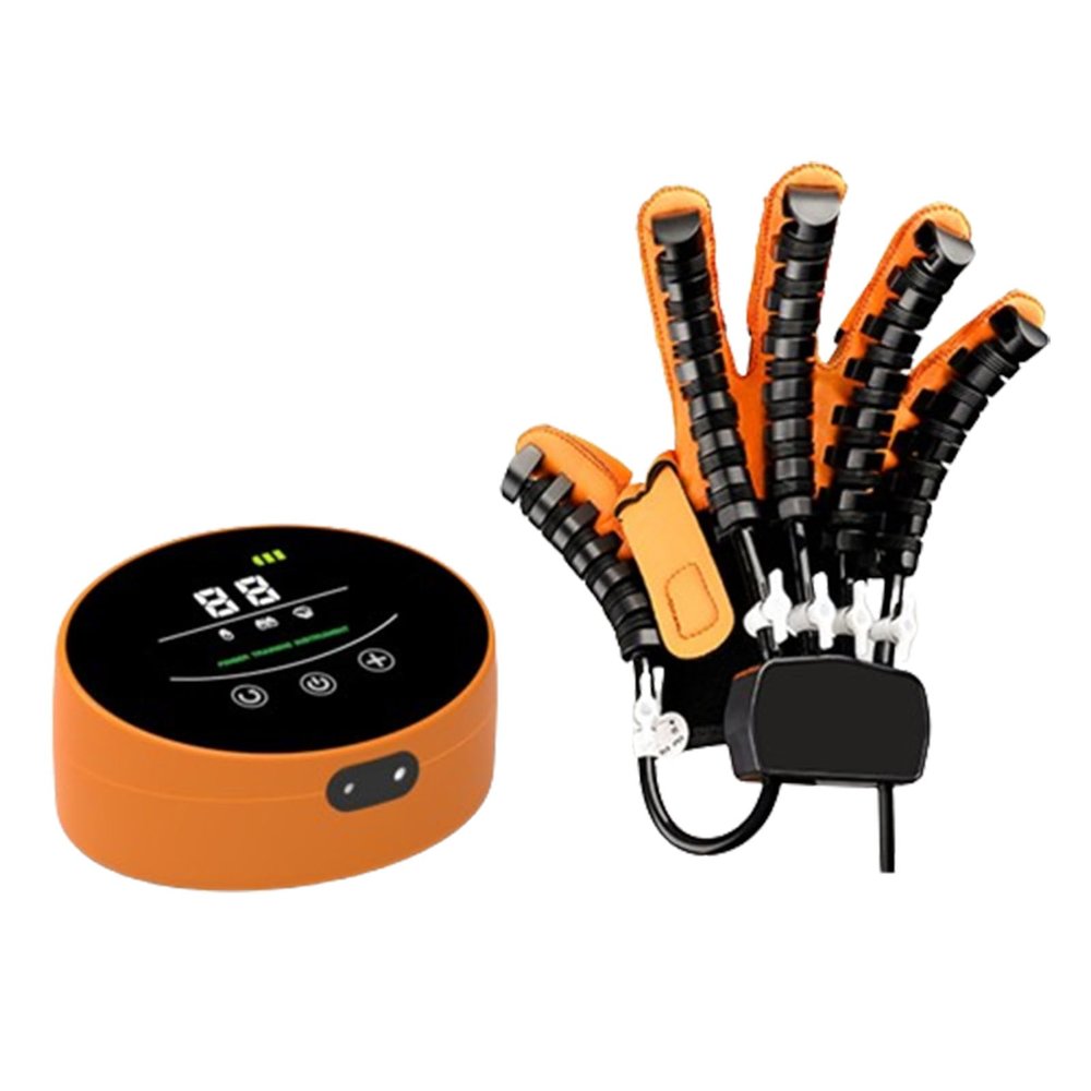 Robot Finger Training, Rehabilitation Glove Equipment Hand Function Rehabilitation Training, Massage Muscle Tension Finger Training,Orange-Right-Hand-XL