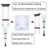 1 Pair Crutches, Adjustable Height Aluminum Lightweight Underarm Crutches with Underarm Pads, 220 LBS Capacity view 2