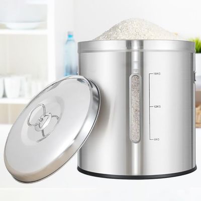 Sions Stainless Steel Airtight Jars for Kitchen, Rice Cereal Jars with Clear Window, Food Storage Containers with Lids and Handles for Storing Dry/Wet Foods,15kg