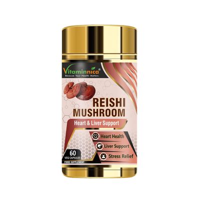 Vitaminnica Reishi Mushroom (20:1 Extract) Supplement- 60 Veg Casules | High Strength Extract Nootropics with Premium Immune and Stress Support