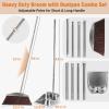 VOOWO Broom with Dustpan Combo Set, 46" Stainless Steel Broom and Dustpan Set for Home, Heavy Duty Dust Pan with Long Handle, Broom for Sweeping Indoor and Outdoor, Kitchen Broom and Dust Pan (Brown) view 2