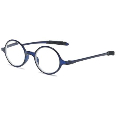 ABETOS Small Round Reading Glasses Retro Vintage Computer Readers for Men Women TR90 Flexible Lightweight Eyeglasses 1.0 1.25 1.5 1.75 2.0 2.25 2.5 2.75 3.0, Dark Blue 2.5