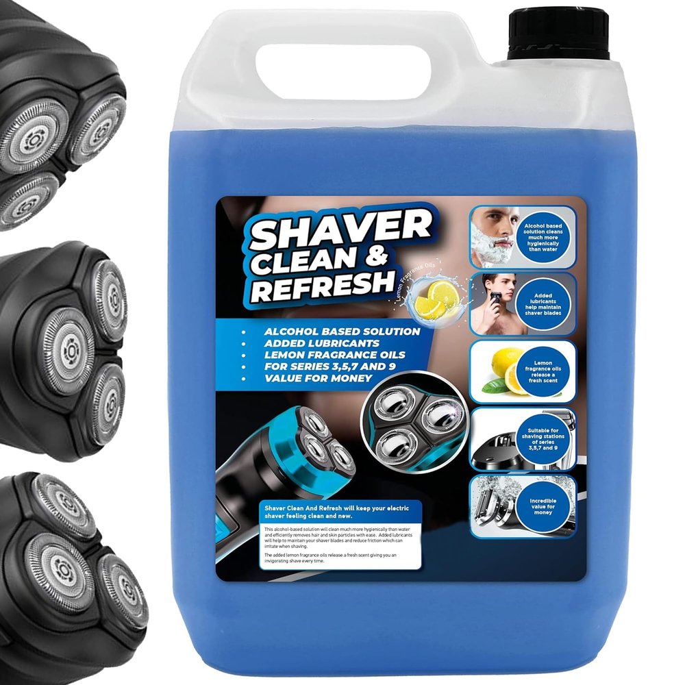 5 litres Shaver Cleaning Refill Fluid Clean & Renew Cartridge Hygienically Cleans, Removes Residual Hair & Skin Particles (2 x 5 litres)