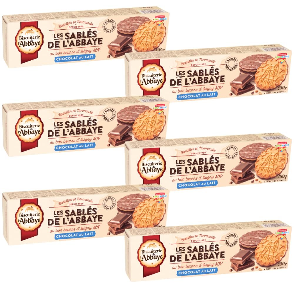 Biscuiterie De L'Abbaye Biscuits Sable de L'Abbaye Milk Chocolate 130g x 6