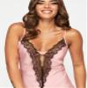 Ann Summers Cherryann Chemise Womens Lingerie Dress, Babydoll Lingerie Nightwear for Women with Plunge Neck & Lace-Up Back - Genuine Chemise Nighties for Women Pale Pink view 2