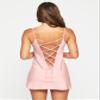 Ann Summers Cherryann Chemise Womens Lingerie Dress, Babydoll Lingerie Nightwear for Women with Plunge Neck & Lace-Up Back - Genuine Chemise Nighties for Women Pale Pink view 3