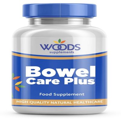 Woods Supplements - Bowel Care Plus 300mg Psyllium Husk Fibre Supplement 90x Vegan Tablets Natural Prebiotic Fibre with Bifibus Culture Probiotics, Acidophilus and Vitamins B, C & E for Gut Health