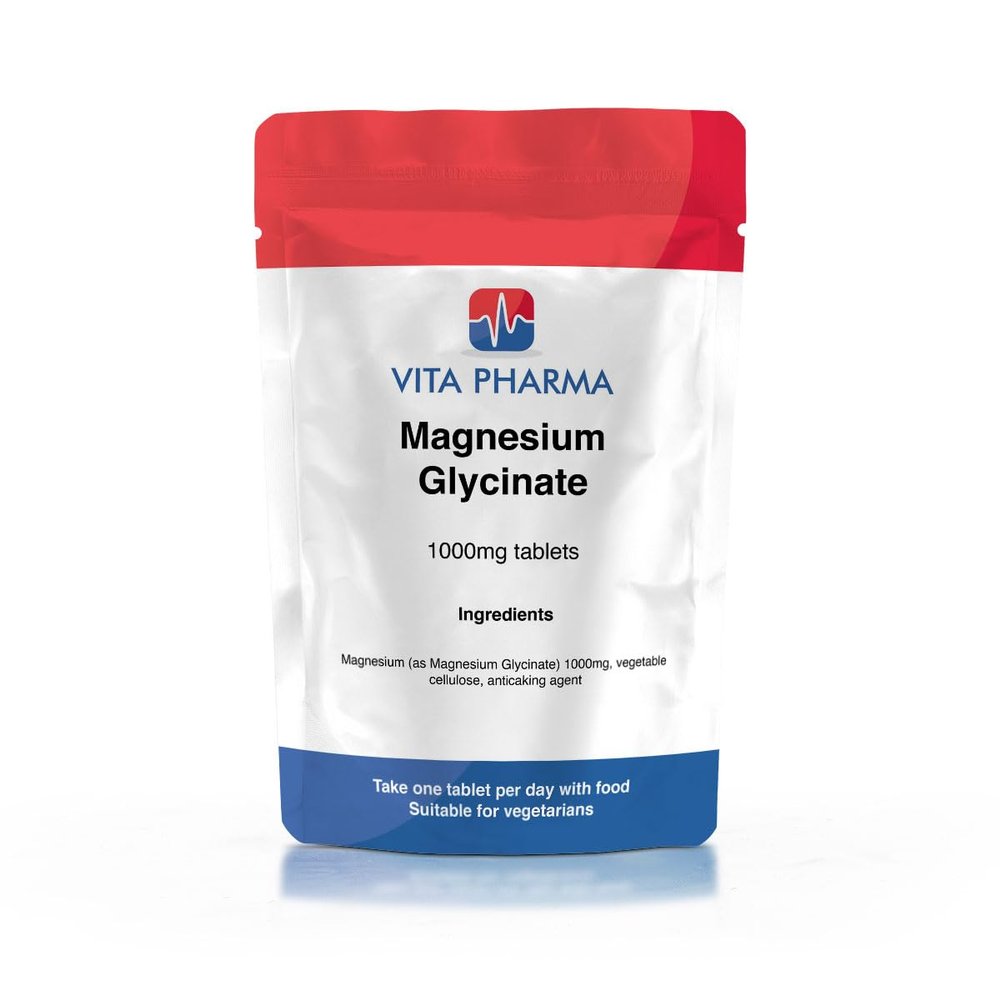 VITA PHARMA Magnesium Glycinate 1000mg 365 Tablets