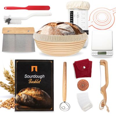 Sourdough Starter Pack 11pc Sourdough Kit | Jar, proofing basket, digital scale, scoring lame, and much more | Including the beginner's guide to sourdough