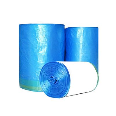 100Pcs Blue Extra Strong Refuse Sacks with Tie Tap Heavy Duty Drawstring Bin Liners Anti-Drip Bin Bags for Commercial, Household
