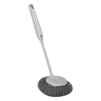 Cryfokt Long Handle Steel Wool Scrubber, Stainless Steel Metal Dish Scrubber, Cast Iron Cleaner Brush with Hanging Hole, Dish Scrub Brush for Pots, Sink, Pans, Grills (Silver), Cryfokty4qo98ux3a-11