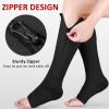 Ailaka 3 Pairs Compression Socks with Zipper, 15-20 mmHg Medical Knee High Compression Socks for Men Women, Open Toe Socks for Varicose Veins, Edema, Recovery view 2