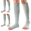 Ailaka 3 Pairs Compression Socks with Zipper, 15-20 mmHg Medical Knee High Compression Socks for Men Women, Open Toe Socks for Varicose Veins, Edema, Recovery view 1