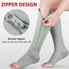 Ailaka 3 Pairs Compression Socks with Zipper, 15-20 mmHg Medical Knee High Compression Socks for Men Women, Open Toe Socks for Varicose Veins, Edema, Recovery view 2