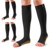 Ailaka 3 Pairs Compression Socks with Zipper, 15-20 mmHg Medical Knee High Compression Socks for Men Women, Open Toe Socks for Varicose Veins, Edema, Recovery view 1