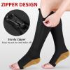 Ailaka 3 Pairs Compression Socks with Zipper, 15-20 mmHg Medical Knee High Compression Socks for Men Women, Open Toe Socks for Varicose Veins, Edema, Recovery view 2
