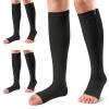 Ailaka 3 Pairs Compression Socks with Zipper, 15-20 mmHg Medical Knee High Compression Socks for Men Women, Open Toe Socks for Varicose Veins, Edema, Recovery view 1