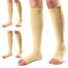 Ailaka 3 Pairs Compression Socks with Zipper, 15-20 mmHg Medical Knee High Compression Socks for Men Women, Open Toe Socks for Varicose Veins, Edema, Recovery view 1