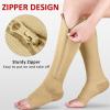 Ailaka 3 Pairs Compression Socks with Zipper, 15-20 mmHg Medical Knee High Compression Socks for Men Women, Open Toe Socks for Varicose Veins, Edema, Recovery view 2