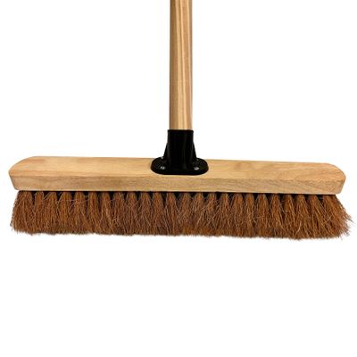 18 Indoor Soft Broom Sweeping Brush with Wooden Handle Natural Coco Bristles Indoor Floor Brush with Durable Support Bracket for Office Room and Garage (PACK OF 1)