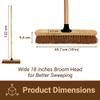 18 Indoor Soft Broom Sweeping Brush with Wooden Handle Natural Coco Bristles Indoor Floor Brush with Durable Support Bracket for Office Room and Garage (PACK OF 1) view 2