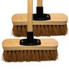 10 Indoor Soft Broom Sweeping Brush with Wooden Handle Natural Coco Bristles Indoor Floor Brush with Durable Support Bracket Cleaning Brush for Office Room and Garage (PACK OF 2) view 1