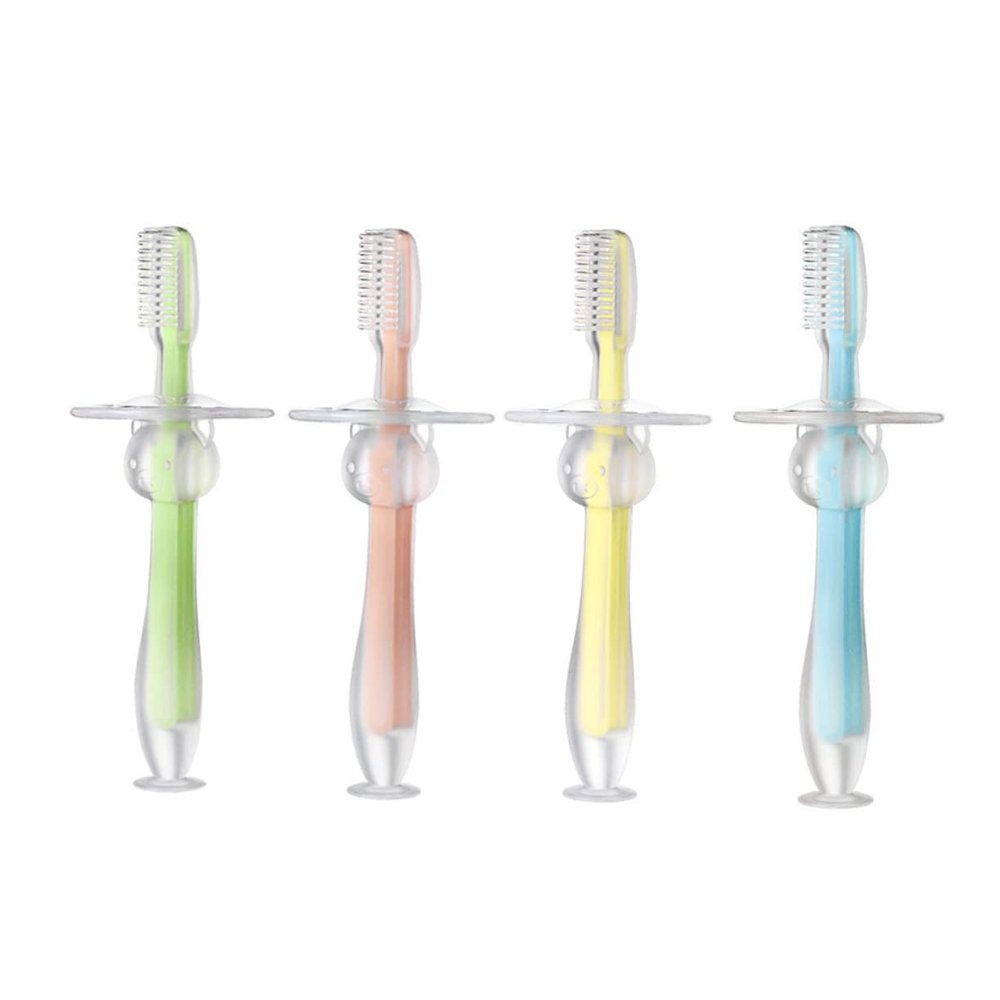 4pcs Baby Toothbrush Silicone Teether with Tapered Handle