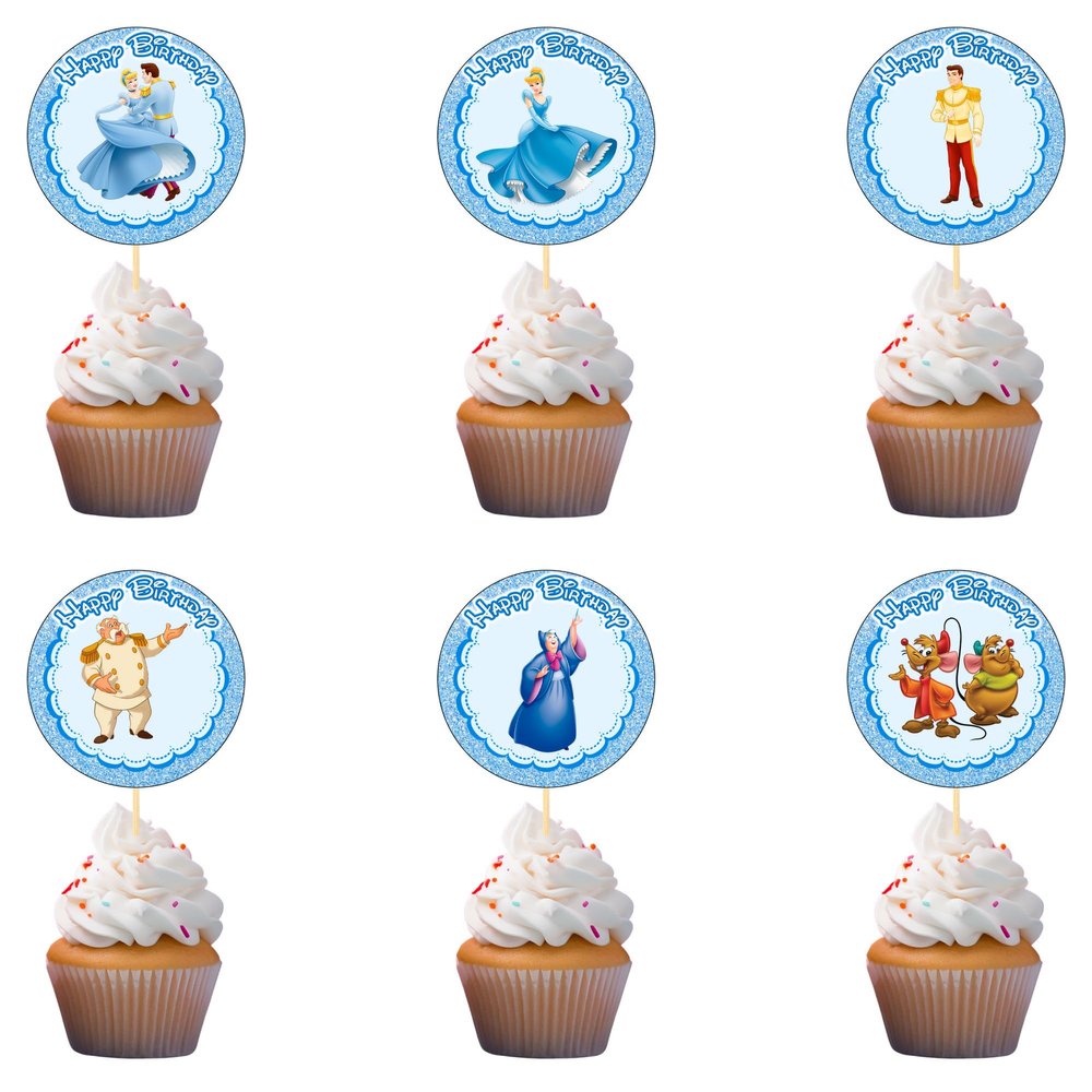 18x Cindrella Cupcake Toppers  Strong Picks Happy Birthday Dcor, Cupcake Decorations for Kids Birthdays
