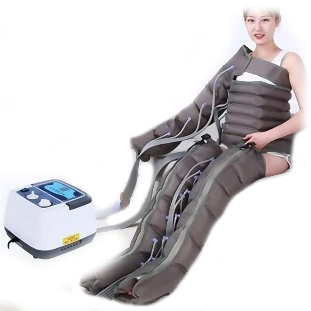 Lymphatic Drainage Leg Massager, Pressotherapy Air Compression Leg Foot Massager, Pneumatic Arm Waist Wrap pressure machine for Lymphatic Drainage, Relax Blood C(Color:2 Leg 1 Arm 1 Waist And Machine)