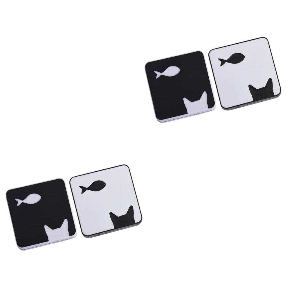 Healeved 4pcs Cat Fish Pattern Lenses Storage Container Case for Women Compact Contact Lense Box Mirror