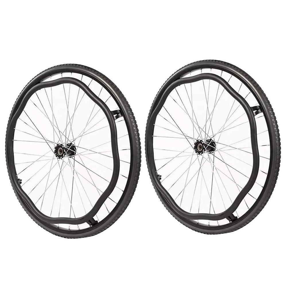 20"/22"/24" Rear Wheel Assembly,Wheelchair Wheel Replacement with Bearings & Handrim,Non-pneumatic Solid Tires,Shock-absorbing Spoked Wheels (2 Pcs) (Size : 24inch)