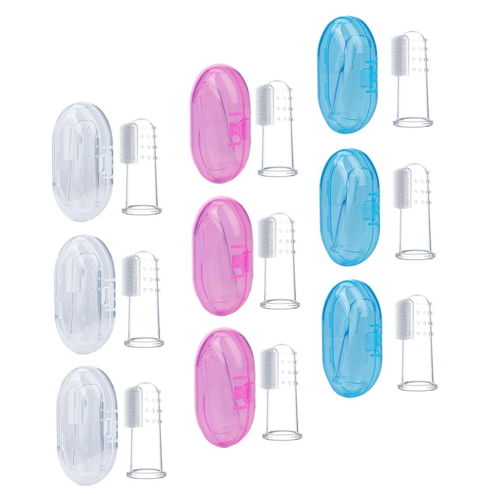 GLEAVI 9Pcs Silicone Baby Finger Toothbrush, Newborn Oral Cleaning Brush with Storage Boxes, Travel-Friendly Teeth Cleaner for Babies and Young Boys and Girls