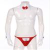 Alvivi Men's 3Pcs Waiter Tuxedo Cosplay Lingerie Set Boxer Underwear with Bow Tie Collar and Bracelets Red XL view 3